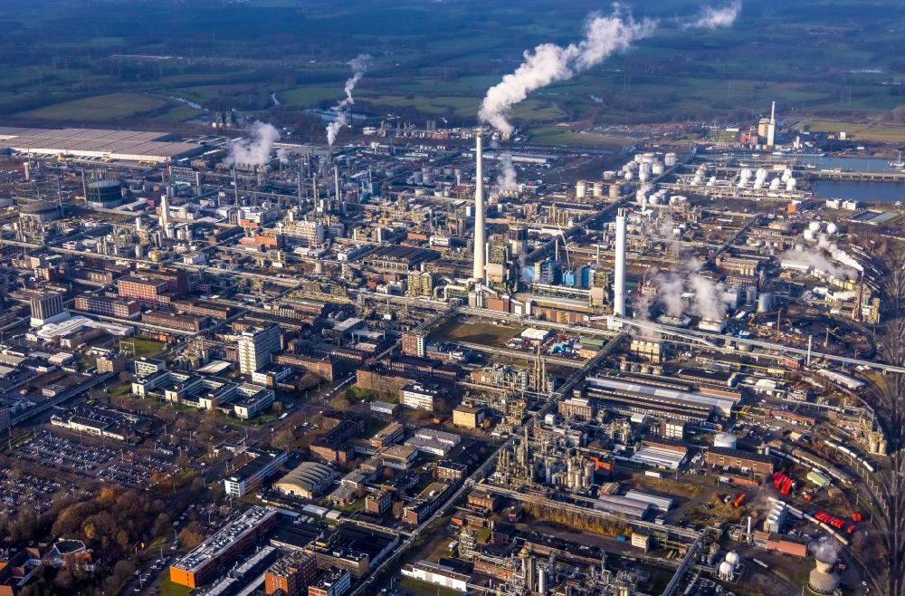 Luftaufnahme Marl - Werksgelände des Chemieproduzenten Chemiepark Marl in Marl im Bundesland Nordrhein-Westfalen, Deutschland