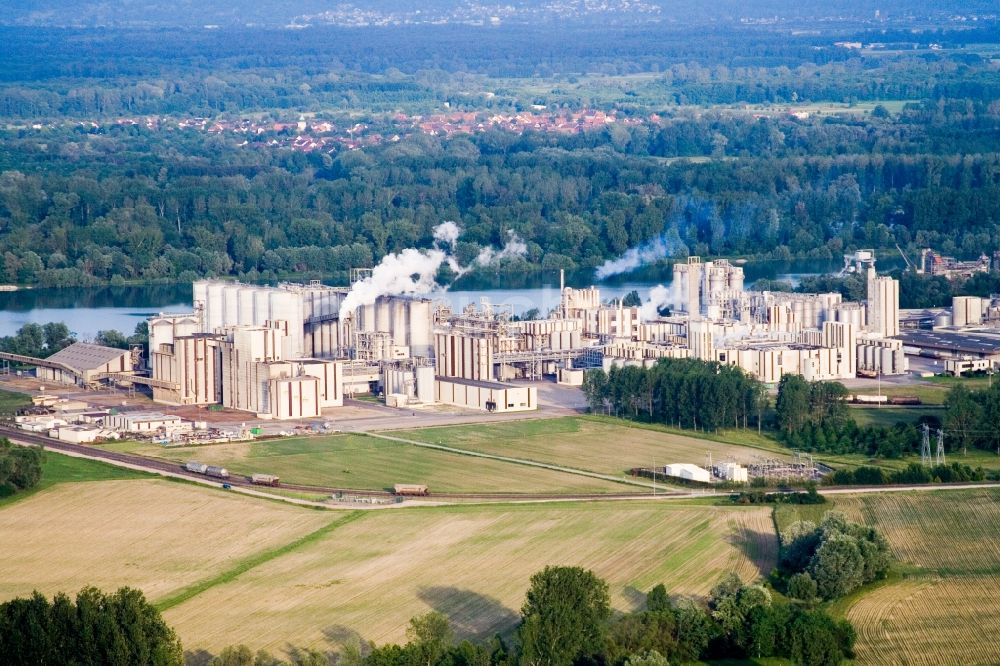 Beinheim von oben - Werksgelände des Chemieproduzenten Roquette in Beinheim in Grand Est, Frankreich