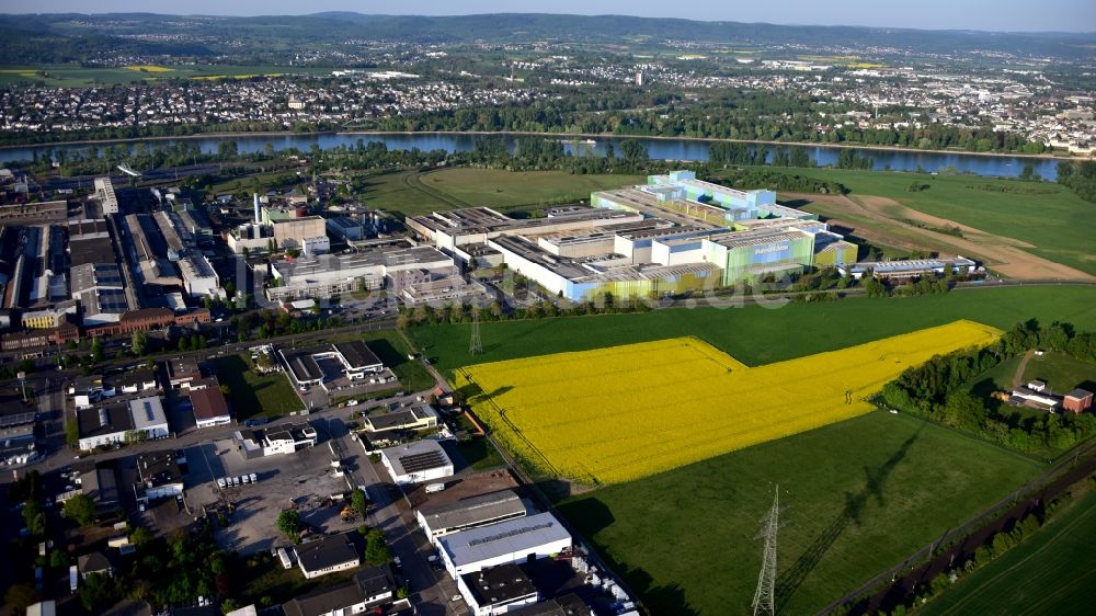 Andernach von oben - Werksgelände der der thyssenkrupp Rasselstein GmbH in Andernach im Bundesland Rheinland-Pfalz, Deutschland