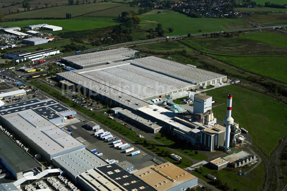 Haldensleben von oben - Werksgelände der Euroglas GmbH in Haldensleben im Bundesland Sachsen-Anhalt, Deutschland