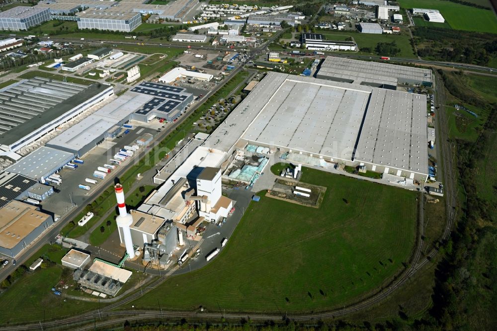Luftaufnahme Haldensleben - Werksgelände der Euroglas GmbH in Haldensleben im Bundesland Sachsen-Anhalt, Deutschland