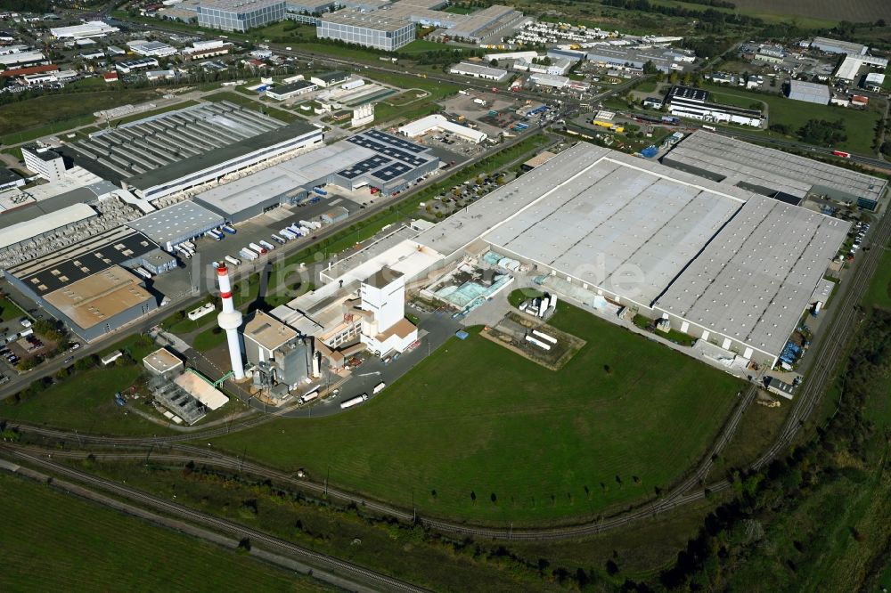 Haldensleben von oben - Werksgelände der Euroglas GmbH in Haldensleben im Bundesland Sachsen-Anhalt, Deutschland