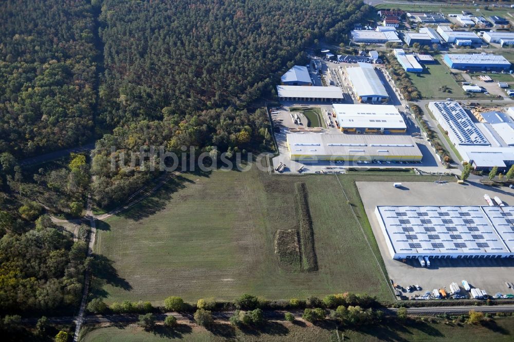 Luftaufnahme Burg - Werksgelände der Ing.-Holzbau Schnoor GmbH & Co. KG in Burg im Bundesland Sachsen-Anhalt, Deutschland