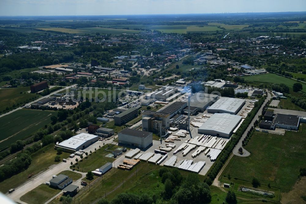 Luftbild Lübz - Werksgelände IsoVer an der Industriestraße in Lübz im Bundesland Mecklenburg-Vorpommern, Deutschland