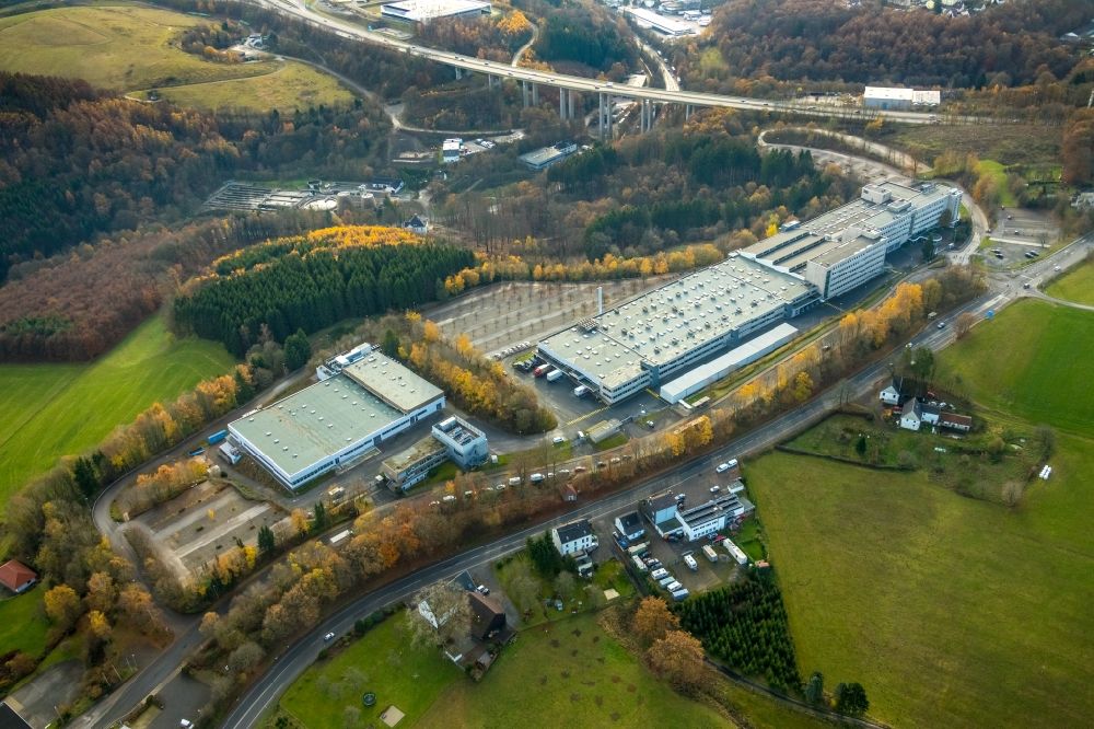 Lüdenscheid von oben - Werksgelände der Leopold Kostal GmbH & Co. KG in Lüdenscheid im Bundesland Nordrhein-Westfalen, Deutschland
