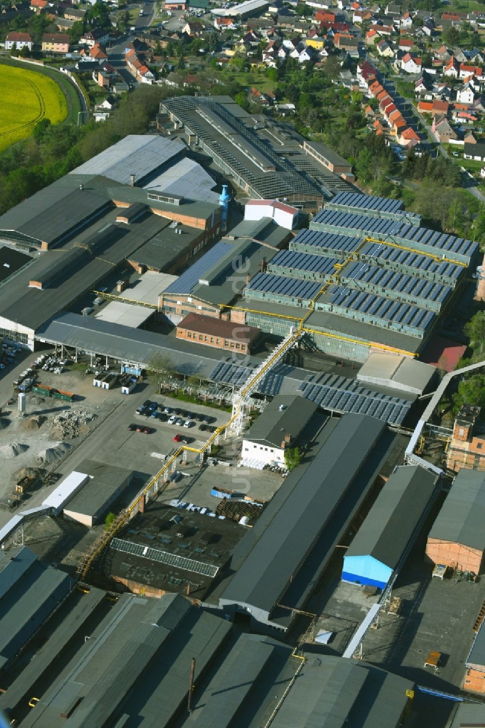 Hettstedt aus der Vogelperspektive: Werksgelände der Mansfelder Aluminiumwerk GmbH in Hettstedt im Bundesland Sachsen-Anhalt, Deutschland