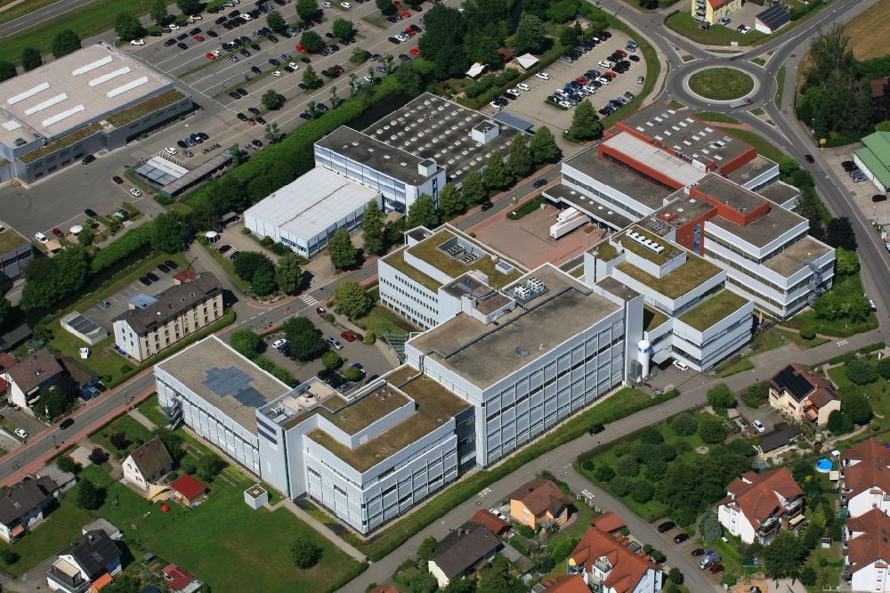 Maulburg von oben - Werksgelände der Messtechnik Firma Endress und Hauser ( E+H ) in Maulburg im Bundesland Baden-Württemberg