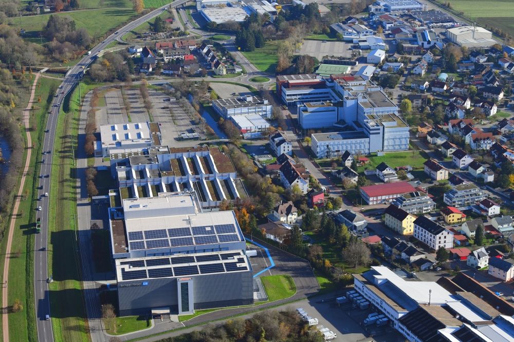 Luftaufnahme Maulburg - Werksgelände der Messtechnik Firma Endress und Hauser ( E+H ) in Maulburg im Bundesland Baden-Württemberg