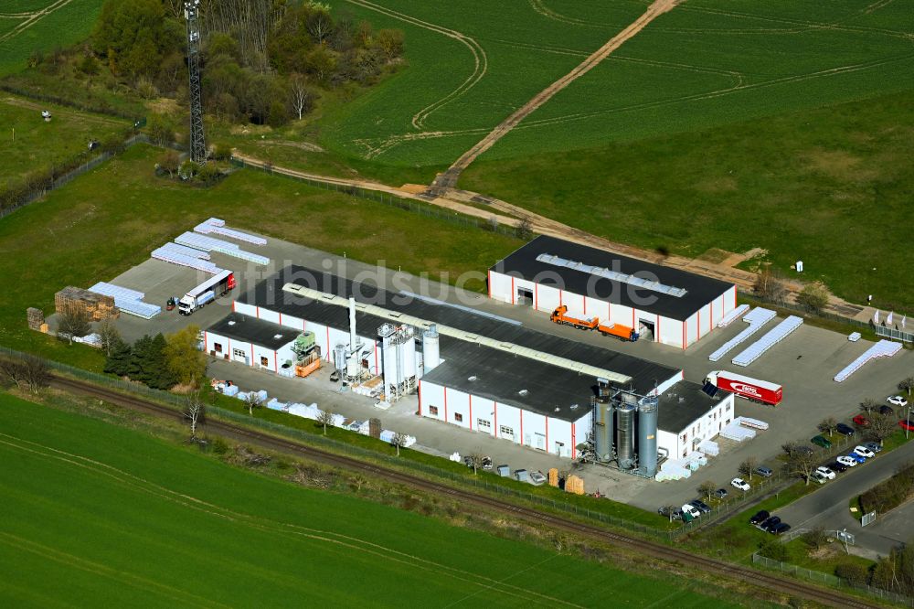Seefeld-Löhme von oben - Werksgelände der Mogat-Werke Adolf Böving GmbH in Seefeld-Löhme im Bundesland Brandenburg, Deutschland