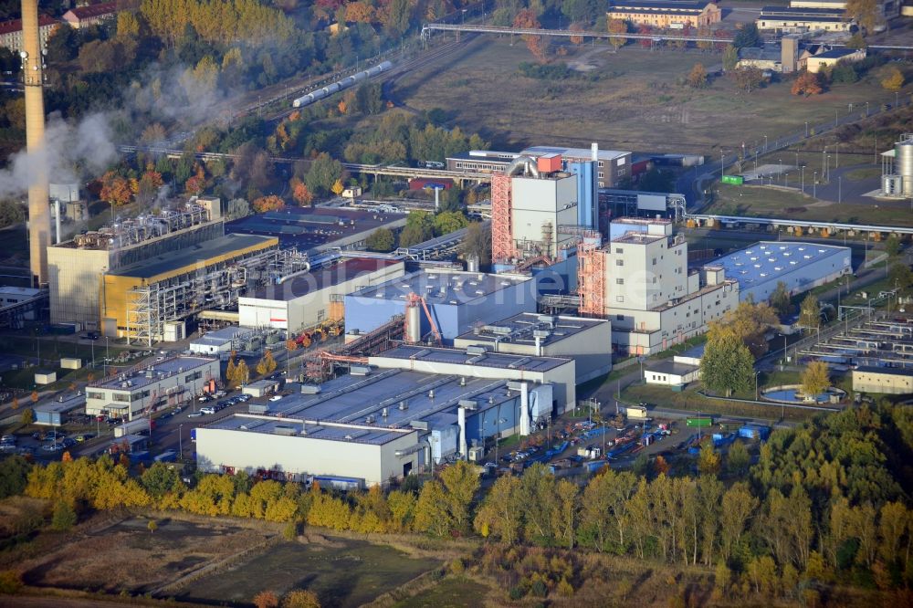 Premnitz von oben - Werksgelände der Märkische Faser GmbH in Premnitz im Bundesland Brandenburg