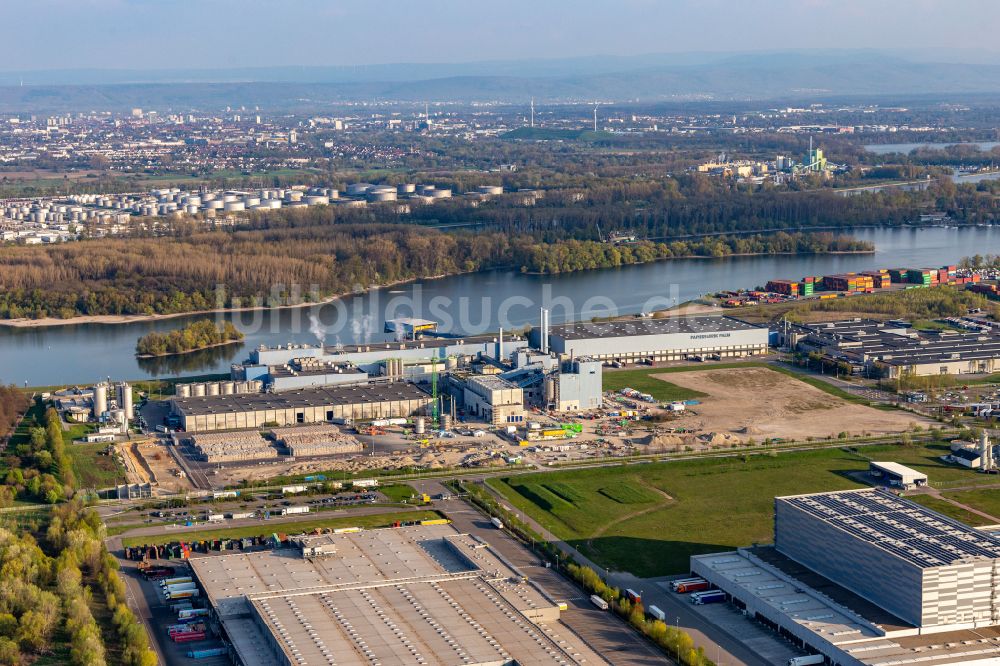 Luftaufnahme Wörth am Rhein - Werksgelände der Papierfabrik Palm in Wörth am Rhein im Bundesland Rheinland-Pfalz, Deutschland