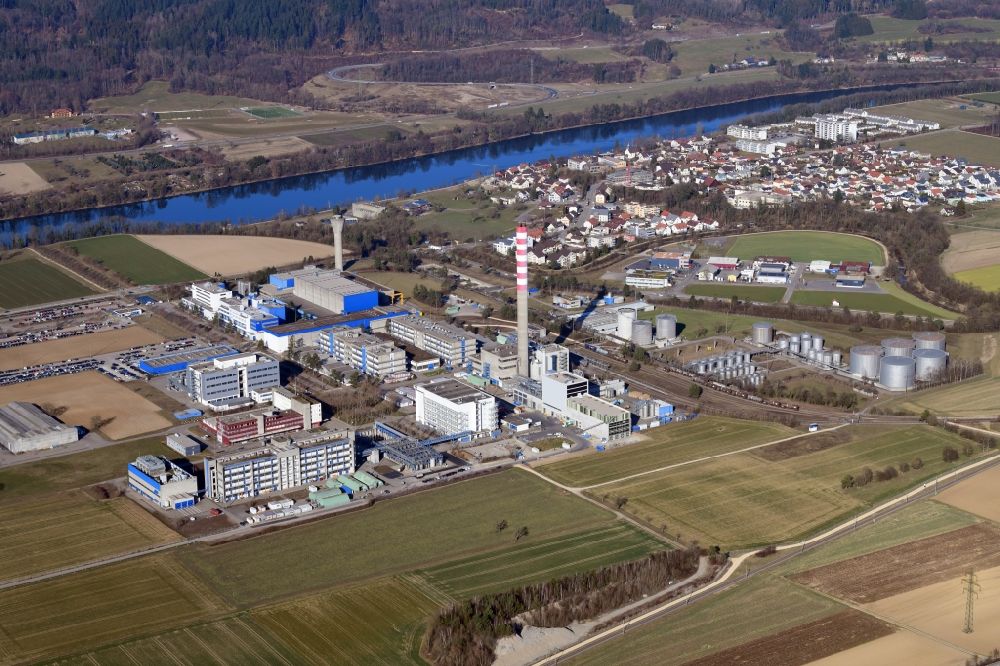 Luftbild Sisseln - Werksgelände des Pharma-, Grundstoff- und Chemieproduzenten DSM Nutritional Products AG in Sisseln im Kanton Aargau, Schweiz