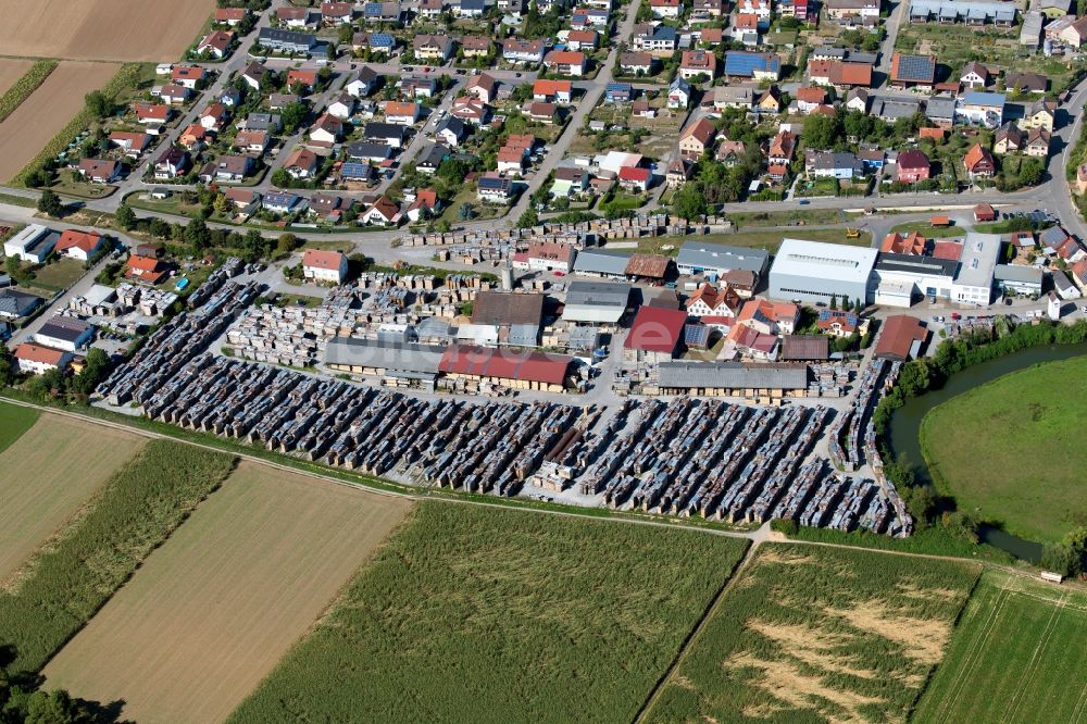 Luftaufnahme Hardthausen am Kocher - Werksgelände des Sägewerks der Häberlein GmbH Untere Au in Hardthausen am Kocher im Bundesland Baden-Württemberg, Deutschland