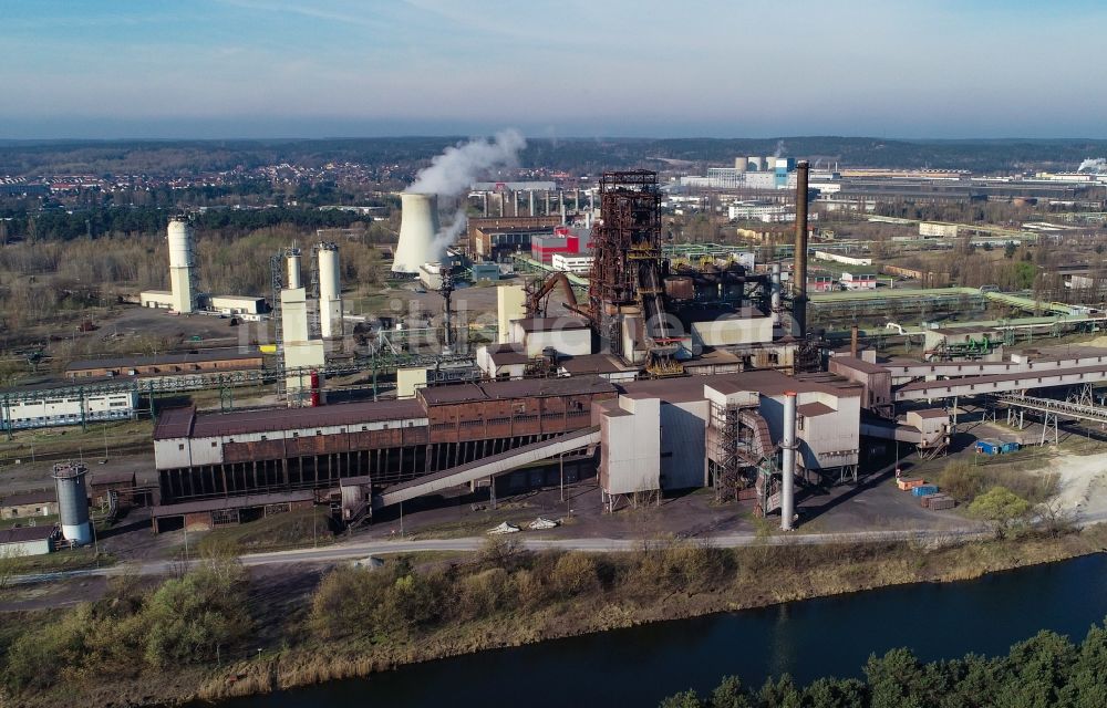 Eisenhüttenstadt von oben - Werksgelände des Stahlwerkes ArcelorMittal in Eisenhüttenstadt im Bundesland Brandenburg