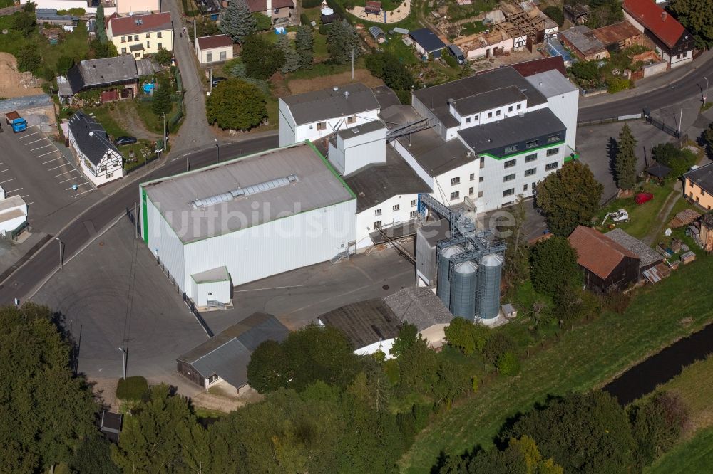 Plauen von oben - Werksgelände Vogtland BioMühlen GmbH in Plauen im Bundesland Sachsen, Deutschland