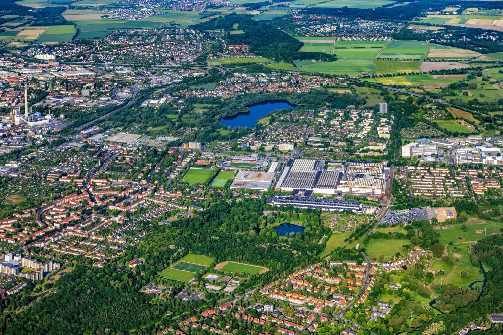 Braunschweig von oben - Werksgelände der VW Volkswagen AG in Braunschweig im Bundesland Niedersachsen