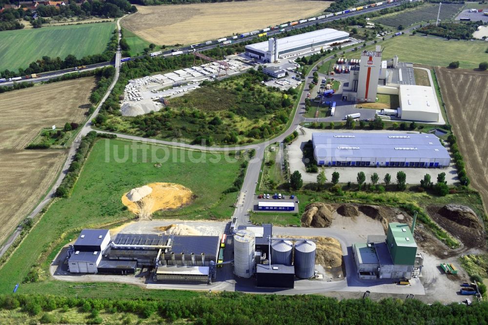 Heidegrund von oben - Werksgelände zur Pellet - Produktionentlang in Heidegrund im Bundesland Sachsen-Anhalt, Deutschland