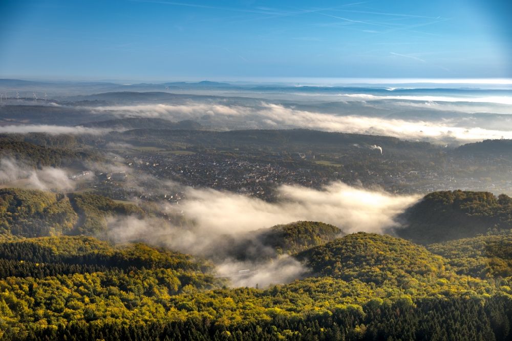Luftbild Bad Driburg - Wetterlage mit Wolkenbildung in Bad Driburg im Bundesland Nordrhein-Westfalen, Deutschland