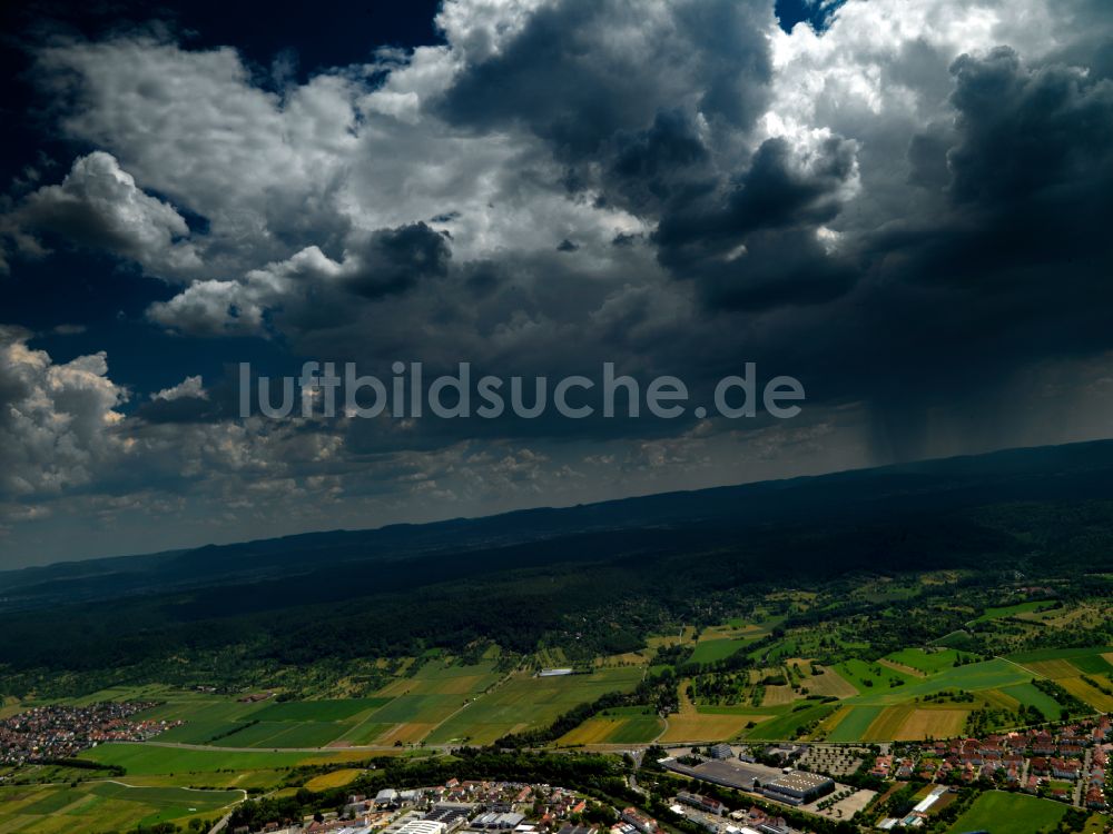 Dettingen von oben - Wetterlage mit Wolkenbildung in Dettingen im Bundesland Baden-Württemberg, Deutschland
