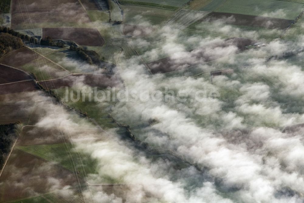 Marbach von oben - Wetterlage mit Wolkenbildung in Marbach im Bundesland Hessen, Deutschland