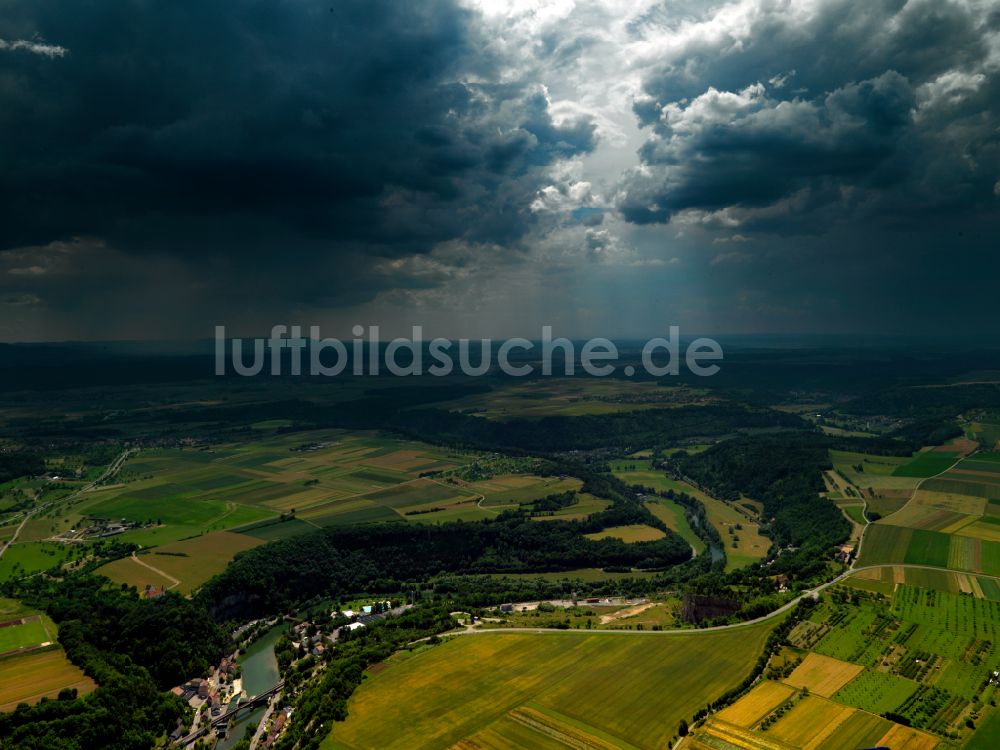 Luftbild Rottenburg am Neckar - Wetterlage mit Wolkenbildung in Rottenburg am Neckar im Bundesland Baden-Württemberg, Deutschland