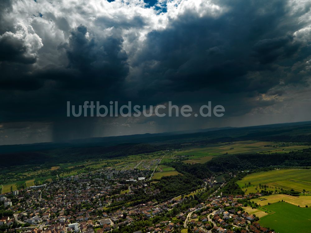 Luftbild Rottenburg am Neckar - Wetterlage mit Wolkenbildung in Rottenburg am Neckar im Bundesland Baden-Württemberg, Deutschland