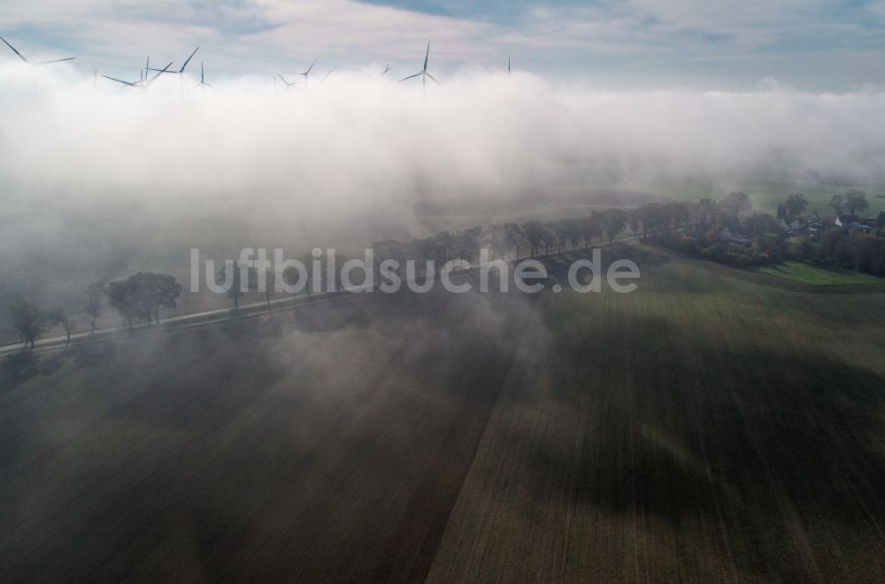 Luftbild Sieversdorf - Wetterlage mit Wolkenbildung in Sieversdorf im Bundesland Brandenburg, Deutschland