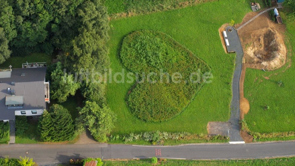 Luftaufnahme Rauschendorf - Wiese in Herzform in Rauschendorf im Bundesland Nordrhein-Westfalen, Deutschland