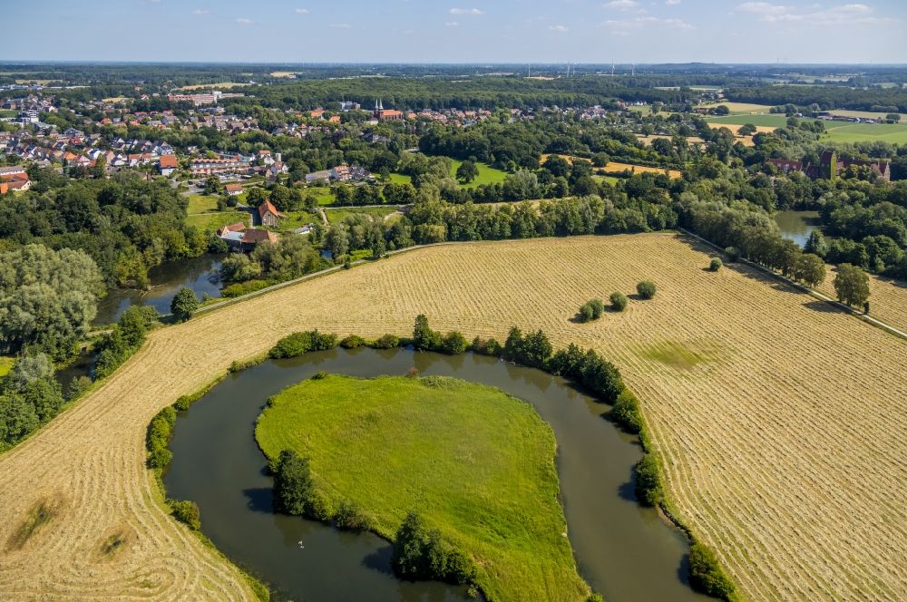 Luftbild Dolberg - Wiesen- Landschaft des Lippe Flußverlaufes in Dolberg im Bundesland Nordrhein-Westfalen, Deutschland