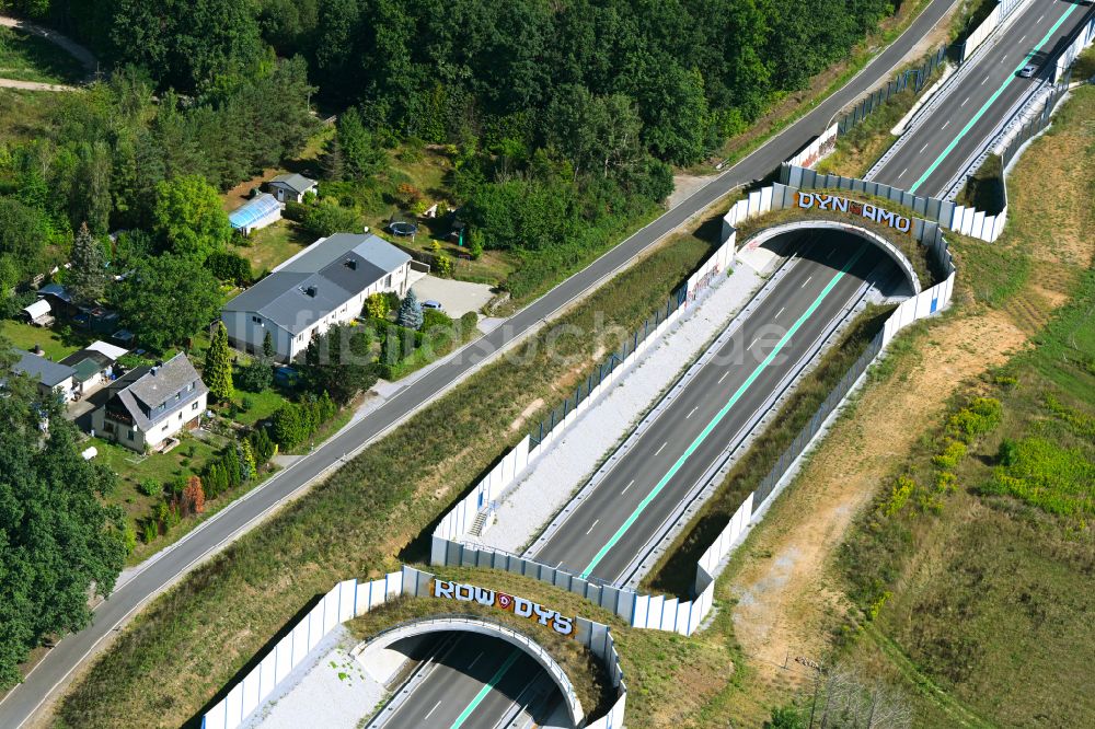 Luftbild Feldschlößchen - Wildbrücke - Wildwechselbrücke über die Straße S177 Kamenzer Straße in Feldschlößchen im Bundesland Sachsen, Deutschland