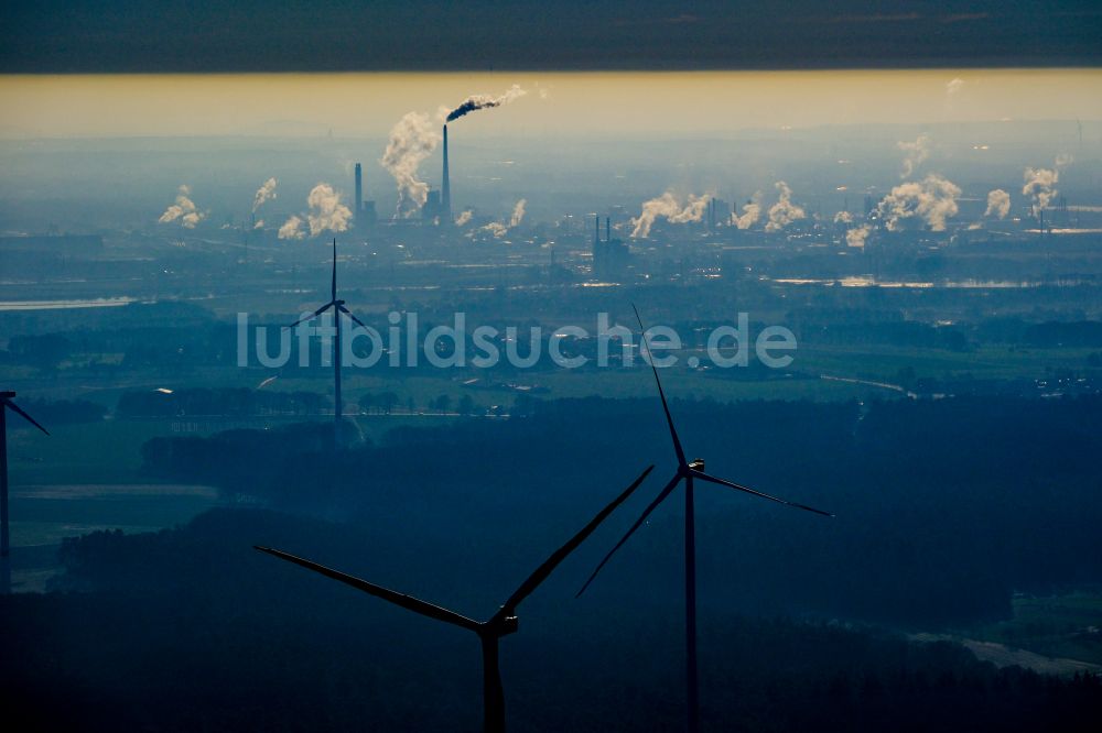 Lippramsdorf von oben - Windenergieanlage in einem Wald in Lippramsdorf im Bundesland Nordrhein-Westfalen, Deutschland