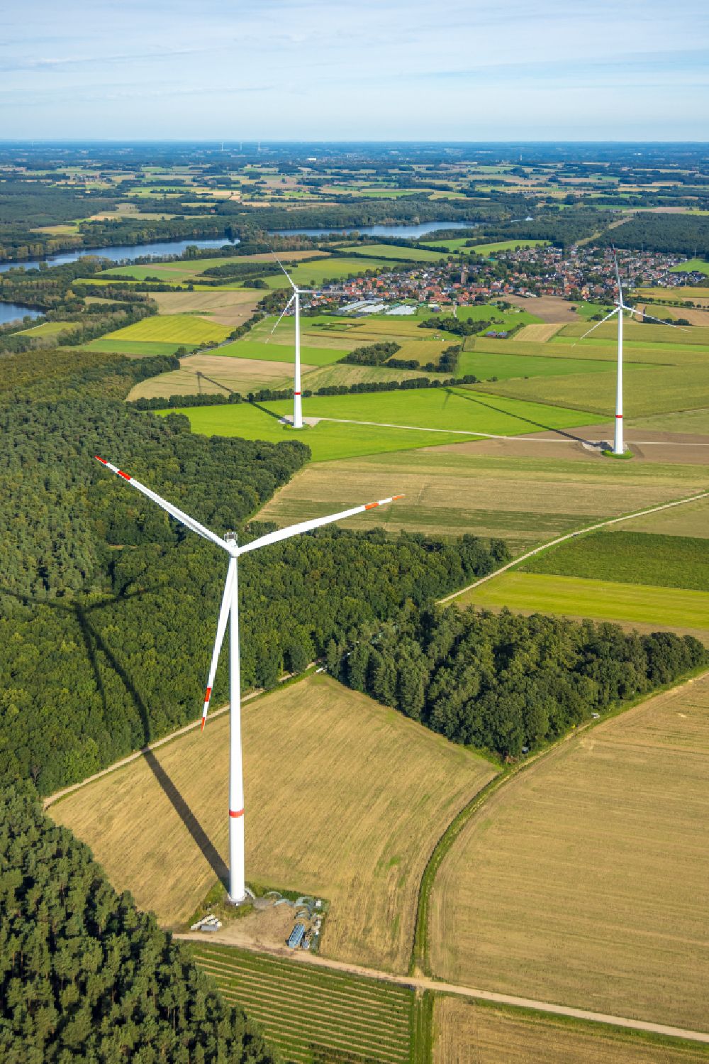 Luftbild Haltern am See - Windenergieanlagen (WEA) auf einem Feld in Haltern am See im Bundesland Nordrhein-Westfalen, Deutschland