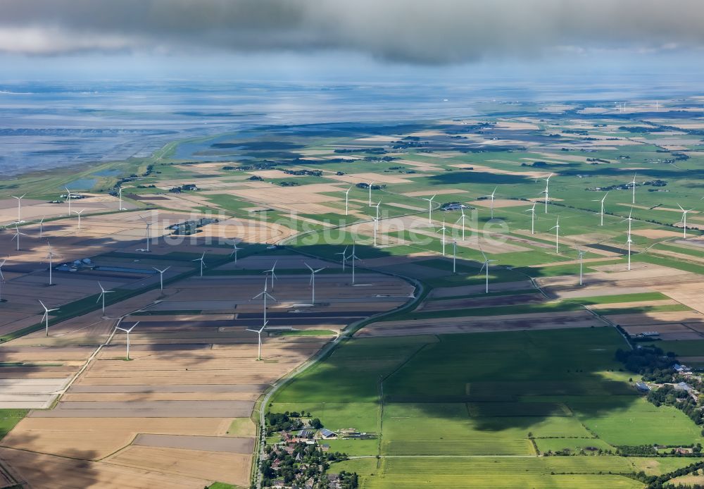 Langenhorn von oben - Windenergieanlagen (WEA) auf einem Feld in Langenhorn im Bundesland Schleswig-Holstein, Deutschland
