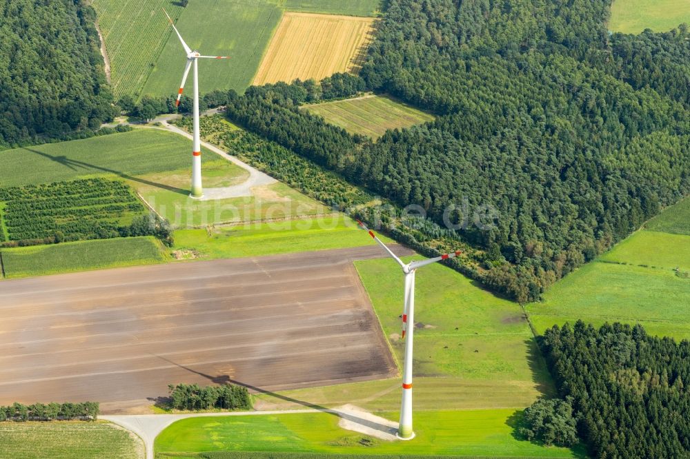 Luftbild Deinste - Windenergieanlagen (WEA) - Windrad- auf einem Feld in Deinste im Bundesland Niedersachsen, Deutschland