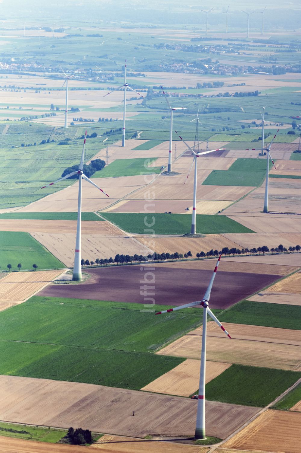 Luftbild Flomborn - Windenergieanlagen (WEA) - Windrad- auf einem Feld in Flomborn im Bundesland Rheinland-Pfalz