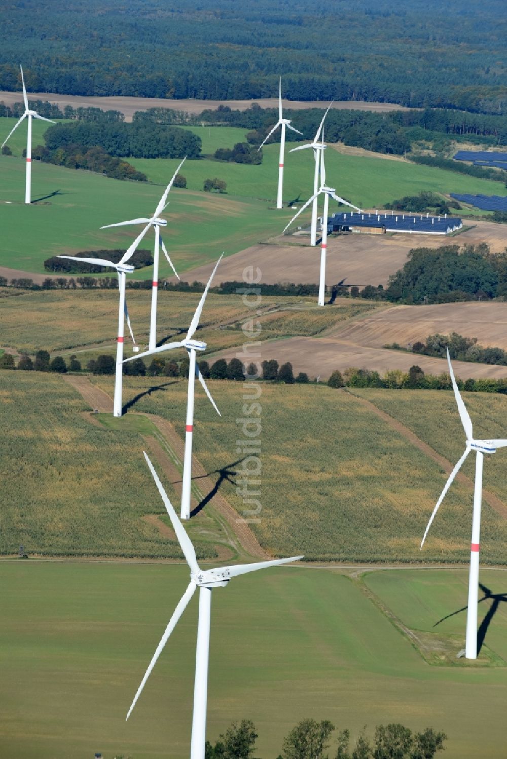 Schulzendorf von oben - Windenergieanlagen (WEA) - Windrad- auf einem Feld in Schulzendorf im Bundesland Brandenburg, Deutschland