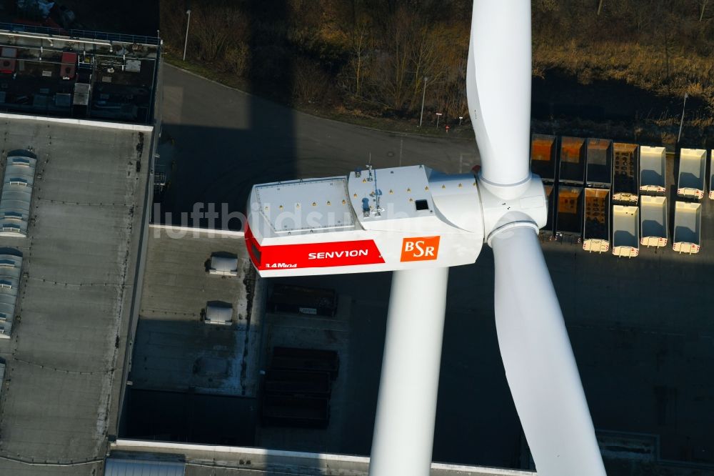 Luftbild Berlin - Windenergieanlagen (WEA) - Windrad- im Ortsteil Pankow in Berlin, Deutschland