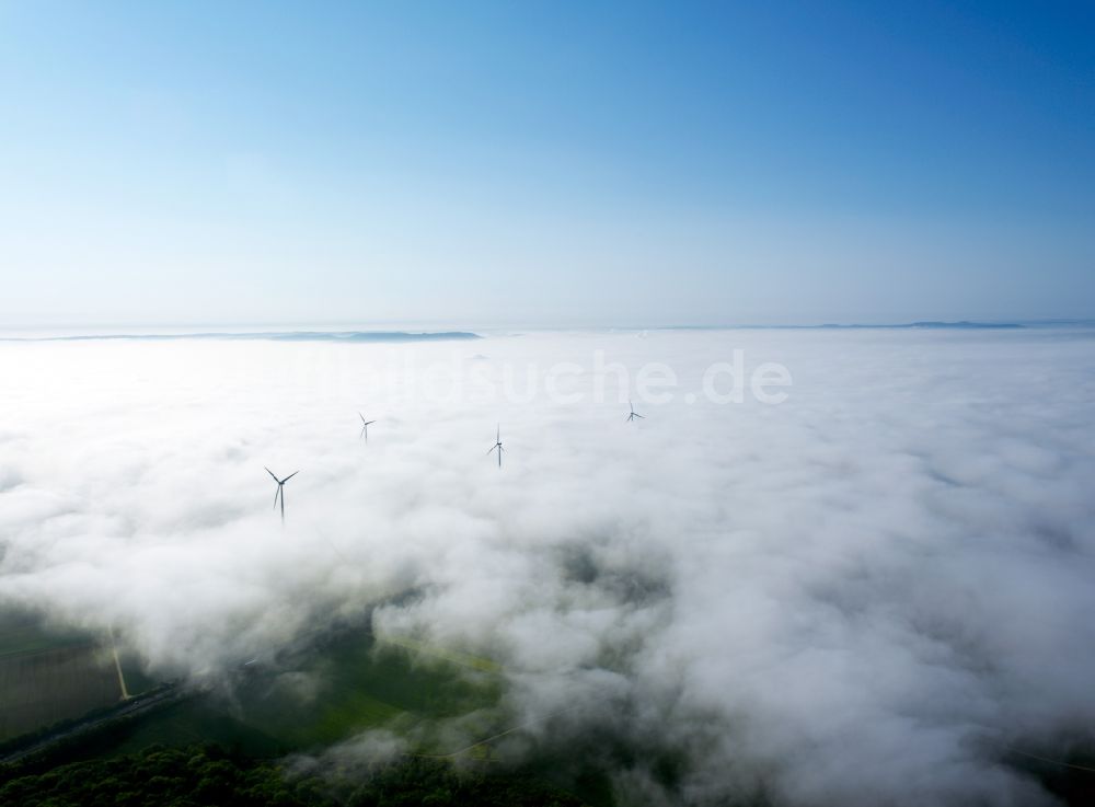 Biebelried von oben - Windkraftanlage in Biebelried im Bundesland Bayern