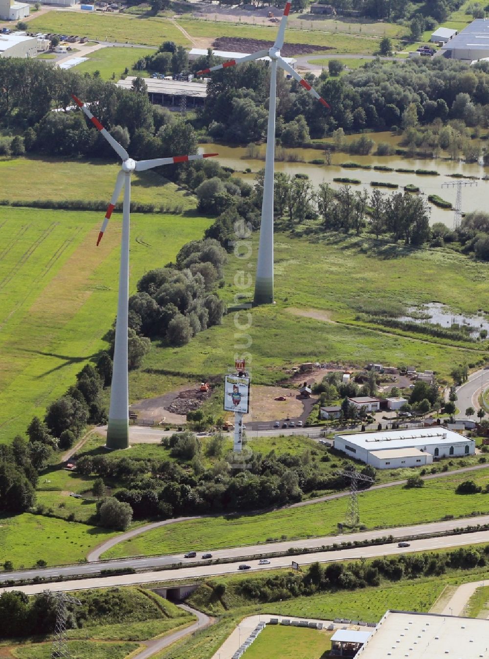 Luftaufnahme Waltershausen - Windkraftanlage Hörselgau bei Waltershausen im Bundesland Thüringen