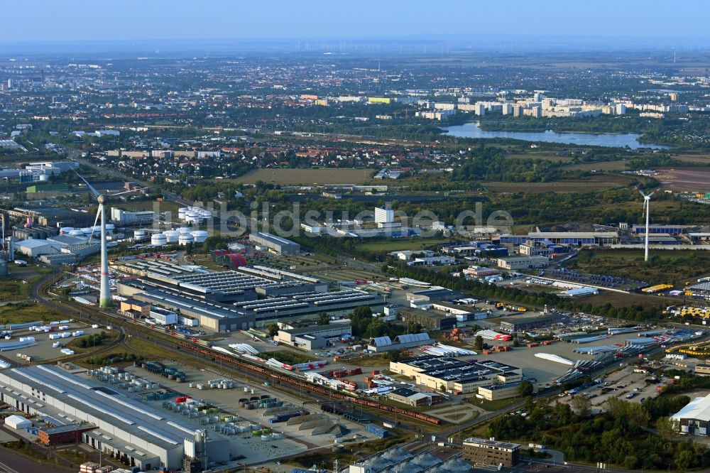 Magdeburg aus der Vogelperspektive: Windkraftwerk - Produktionsstätte in Magdeburg im Bundesland Sachsen-Anhalt, Deutschland