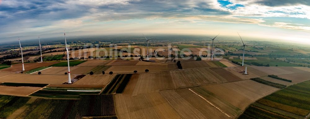 Luftbild Freckenfeld - Windpark der EnBW - Windenergieanlage mit 6 Windrädern