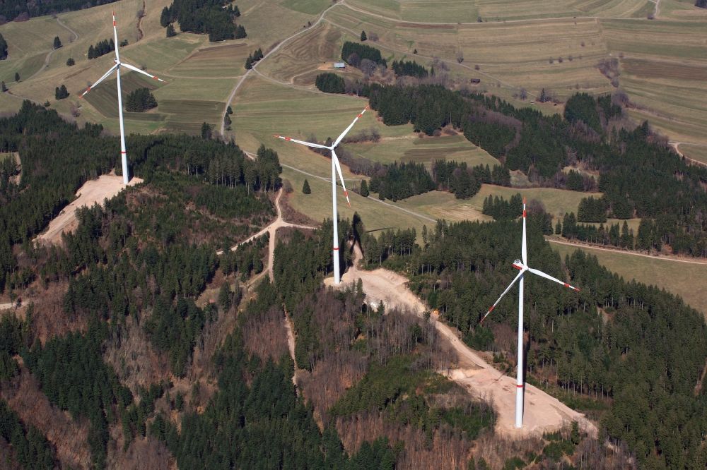 Luftaufnahme Hasel - Windpark im Südschwarzwald auf dem Glaserkopf bei Hasel im Bundesland Baden-Württemberg
