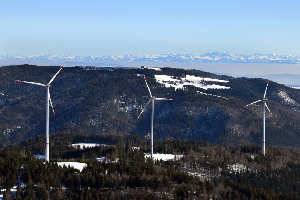 Luftaufnahme schopfheim - Windpark im Südschwarzwald auf dem Glaserkopf bei Hasel im Bundesland Baden-Württemberg