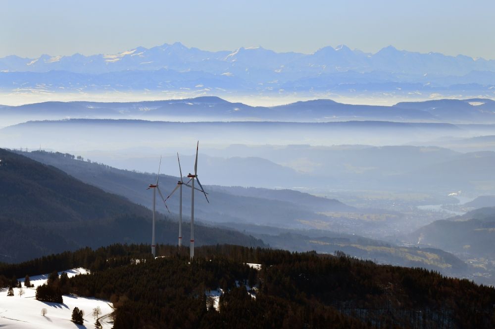 Hasel von oben - Windpark im Südschwarzwald auf dem Glaserkopf von Hasel im Bundesland Baden-Württemberg