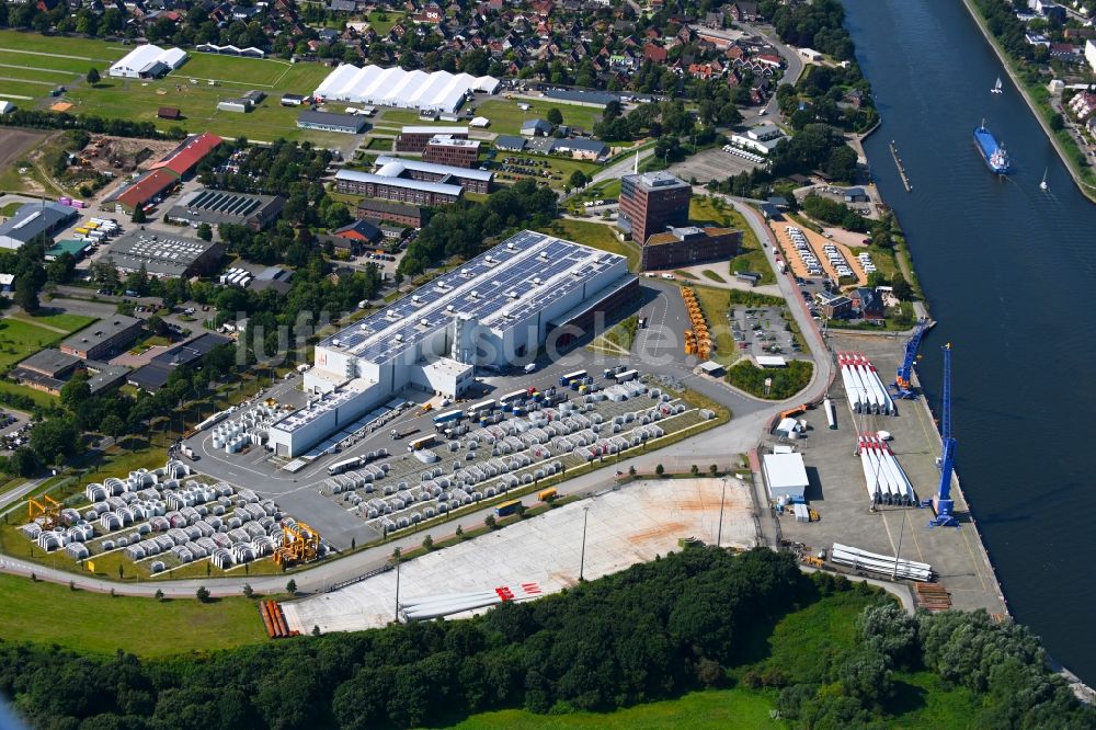 Luftbild Osterrönfeld - Windrad- Montage und Produktionsstätte in Osterrönfeld im Bundesland Schleswig-Holstein, Deutschland