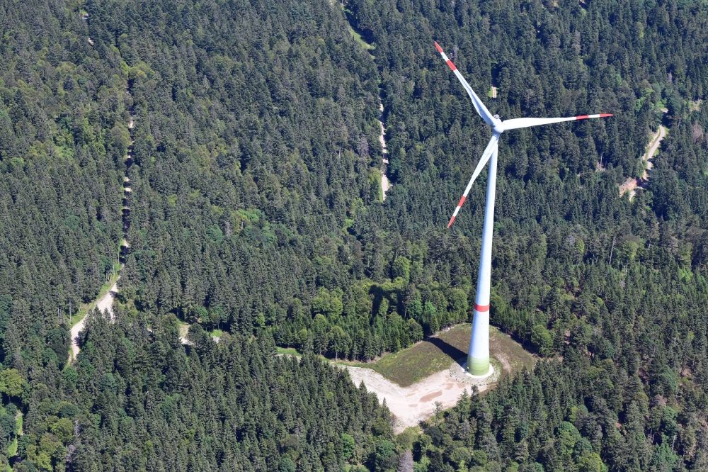 Luftaufnahme Schopfheim - Windrad im Südschwarzwald auf dem Rohrenkopf im Schopfheimer Ortsteil Gersbach im Bundesland Baden-Württemberg