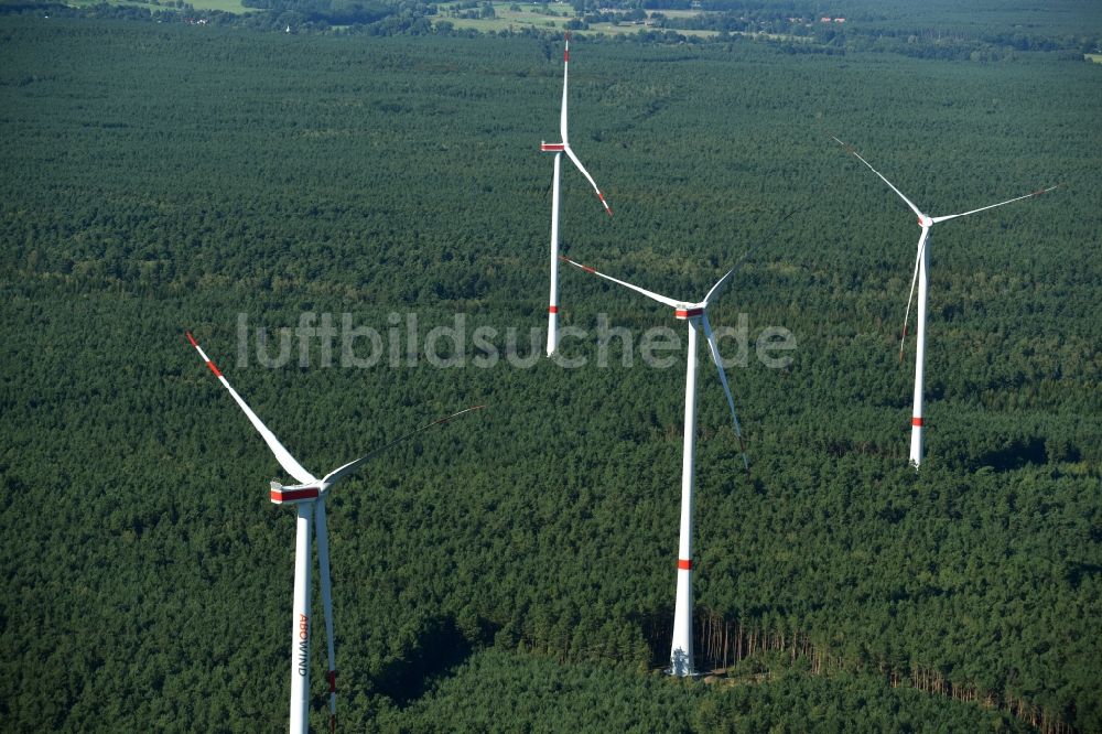 Spreenhagen von oben - Windrad- Windkraftwerk der ABO Wind AG in Spreenhagen im Bundesland Brandenburg
