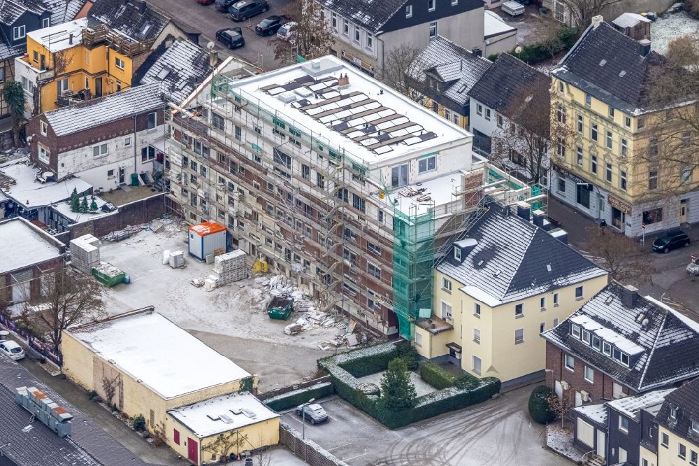 Luftbild Dortmund - Winterluftbild Baustelle zum Neubau eines Wohnhauses an der Alte Benninghofer Straße in Dortmund im Bundesland Nordrhein-Westfalen, Deutschland