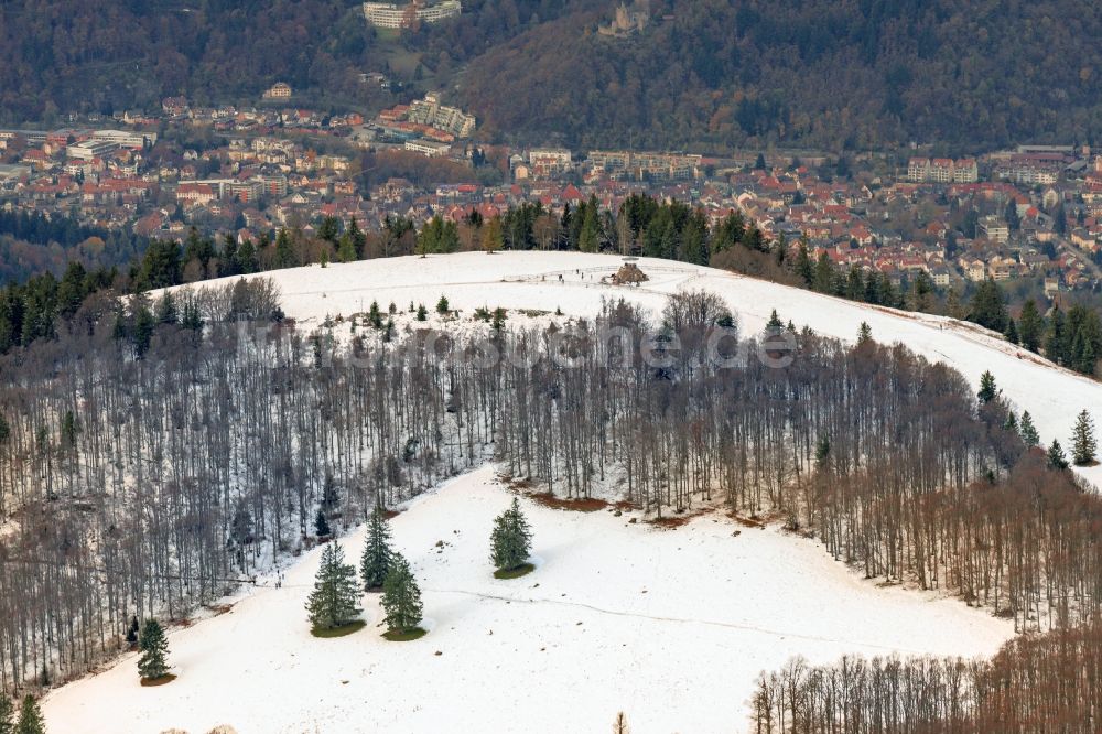 Luftbild Waldkirch - Winterluftbild Berglandschaft Berggipfel des Kandel in Waldkirch im Bundesland Baden-Württemberg, Deutschland