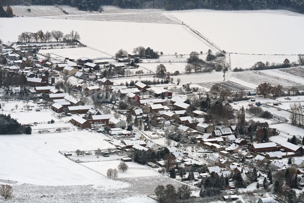 Luftaufnahme Danewitz - Winterluftbild Dorf - Ansicht in Danewitz im Bundesland Brandenburg, Deutschland